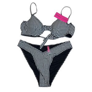 Betsey Johnson Gingham Bathing Suit XL New